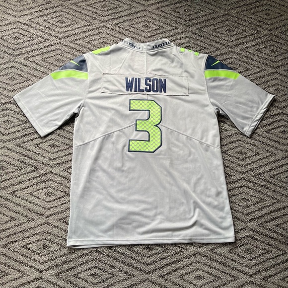 Seattle Seahawks Jersey Mens Large Russel Wilson #3 Gray Nike on Field NFL - Picture 4 of 5